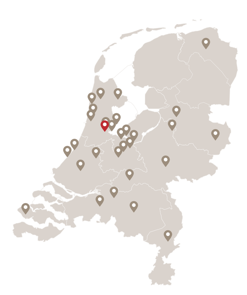Kaart met locaties van private bankers in nederland
